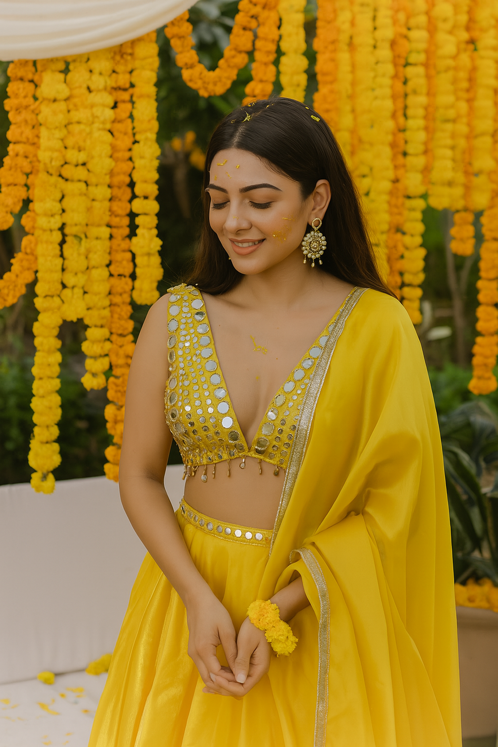 YELLOW MIRROR LEHENGA